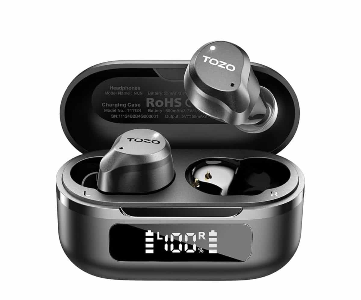 The TOZO Hybrid ANC Wireless Earbuds offer powerful noise cancellation and long-lasting battery life