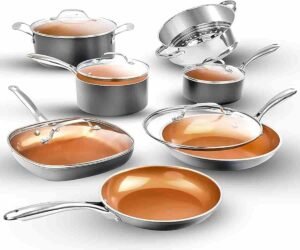Gotham Steel 12 Pc Ceramic Pots and Pans Set – Non Toxic and Easy to Clean Cookware
